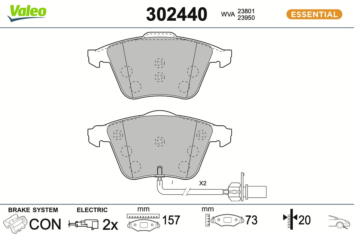Jeu de 4 plaquettes de frein VALEO ref. 302440